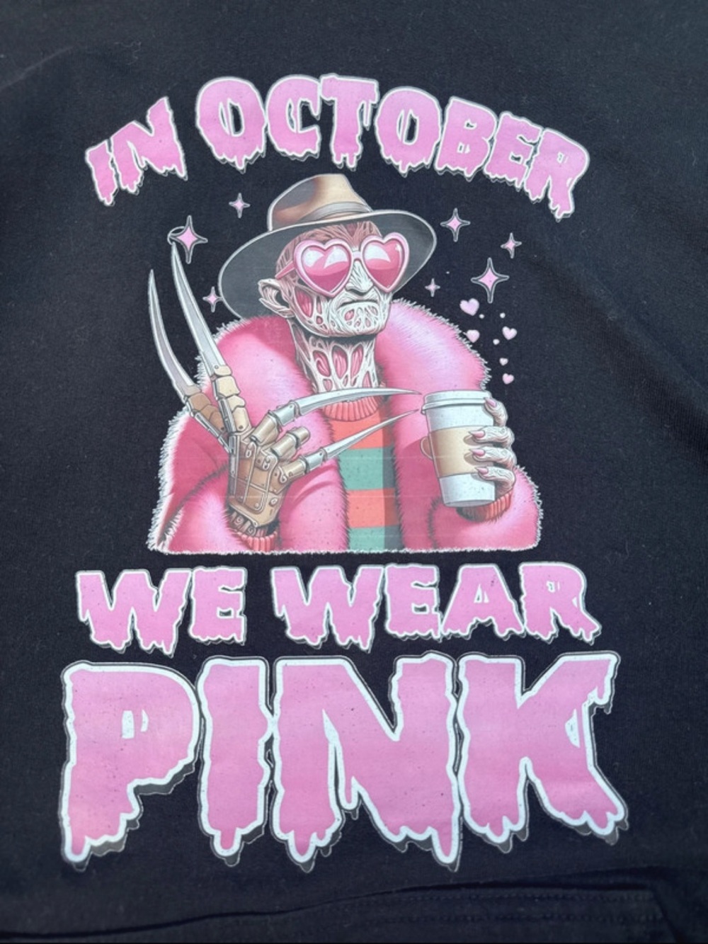 New Women’s  Black Graphic Sweater with Pink Accent - 'We Wear Pink'